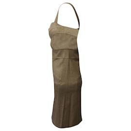 Diane Von Furstenberg-Diane Von Furstenberg Gold Lame Sheath Dress in Viscose-Golden,Metallic