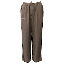 Autre Marque-Pangaia Garterized Drawstring Track Pants in Brown Linen-Brown