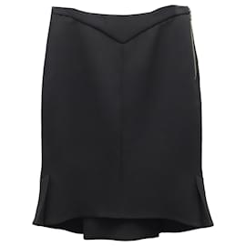 Roland Mouret-Roland Mouret High-Low Hem Midi Skirt in Black Wool -Black