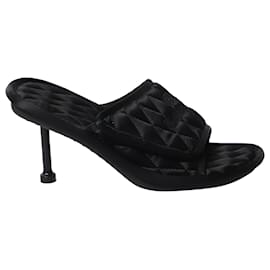 Balenciaga-Balenciaga Quilted Heeled Sandals in Black Satin-Black