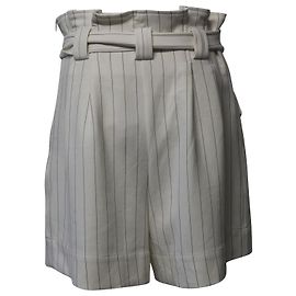 Ganni Short Paperbag Pin Stripe en Polyester Imprimé Blanc Autre