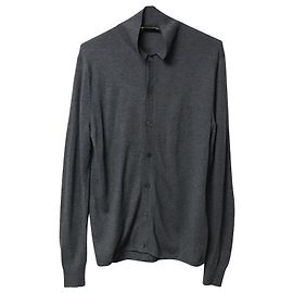 Acne Studios Collared Buttondown Cardigan in Grey Wool Grey