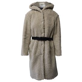 Ba&sh Filip Teddymantel aus ecrufarbenem Polyester Weiß Roh