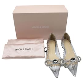 Mach & Mach-Mach & Mach Double Bow Flat Shoes in Silver PVC-Silvery,Metallic