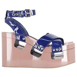 Miu Miu Platform-Wedge Sandals in Pink Patent Leather  Pink