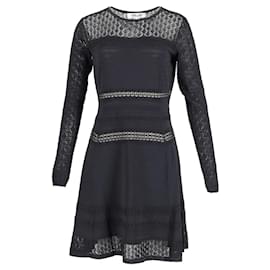 Diane Von Furstenberg-Diane Von Furstenberg Lace Pattern Mini Dress in Black Rayon-Black