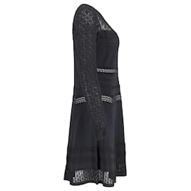 Diane Von Furstenberg-Diane Von Furstenberg Lace Pattern Mini Dress in Black Rayon-Black