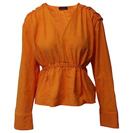Autre Marque-Stine Goya Bluse mit V-Ausschnitt und Binderücken aus orangefarbenem Polyester-Orange