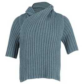 Theory-Top Bolero Theory in maglia con schiena scoperta in lana verde acqua-Altro,Verde