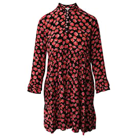 Ganni-Ganni Lindale Mini robe à imprimé floral en viscose noire et rouge-Autre