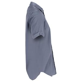 Maison Martin Margiela-Maison Margiela Short Sleeved Shirt with Studded Pockets in Navy Blue Cotton-Blue,Navy blue
