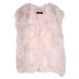 Yves Salomon-Yves Salomon Turkey Feathered Satin Vest in Pink Polyester-Other
