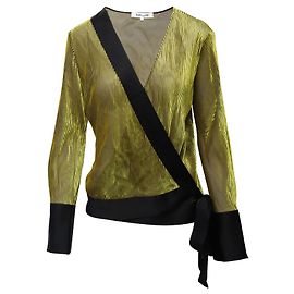 Camicetta avvolgente Diane Von Furstenberg in viscosa oro e nera Altro Stampa python