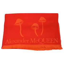 Alexander Mcqueen-Sciarpa Teschio Rettangolare Alexander McQueen in Lana Rossa-Rosso