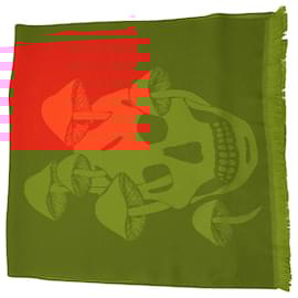 Alexander Mcqueen-Alexander McQueen Rectangular Skull Scarf in Red Wool-Red
