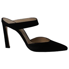 Stuart Weitzman Eventual High Heel Pantoletten aus schwarzem Satin Schwarz