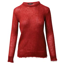 Gucci-Gucci Crewneck Textured Sweater in Red Mohair-Red