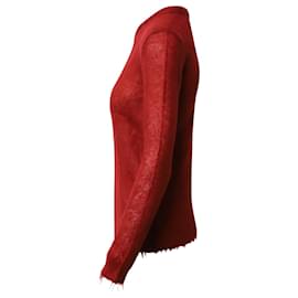 Gucci-Suéter texturizado con cuello redondo de Gucci en Mohair rojo-Roja