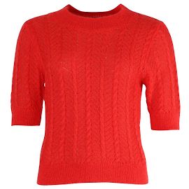 Temperley London Pull Bessie à manches courtes en laine mérinos rouge Rouge