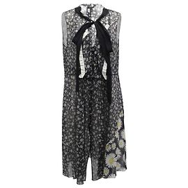 Marc Jacobs Vestido estampado Daisy com decote em V e babados em algodão preto Preto