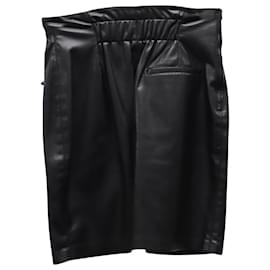 Nanushka-Nanushka Asymmetrischer Minirock mit Taillenbund und schwarzem Kunstleder-Polyester-Schwarz