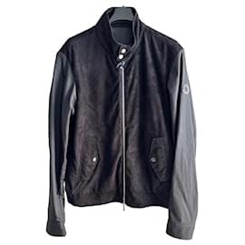Moncler-Barelles black suede bomber jacket-Black