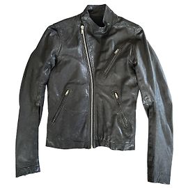 Rick Owens Black lambskin leather biker jacket Black
