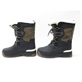 Fendi-CHAUSSURES FENDI BOTINES T-REX TOILE ZUCCA & CUIR 40 IT 41 FR SNOW BOOTS-Autre