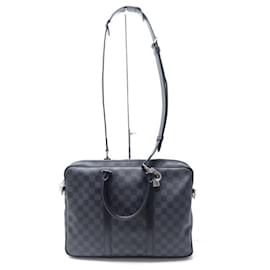 Louis Vuitton-LOUIS VUITTON TRAVEL BRIEFCASE BAG PM DAMIER GRAPHITE CANVAS BAG-Dark grey