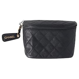 Chanel-Chanel Vintage Gürteltasche aus schwarzem Kaviarleder-Schwarz