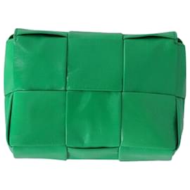 Bottega Veneta-Bottega Veneta Candy Cassette Mini Intrecciato Crossbody Bag in Green Leather-Green