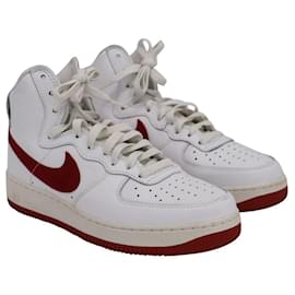 Autre Marque-Nike Air Force 1 Sneakers alte 'Nai Ke' in Pelle Bianco Rosso-Bianco