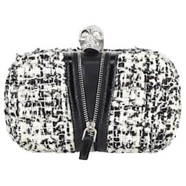 Alexander Mcqueen-Alexander Mcqueen Skull Clutch in Black/White tweed-Black