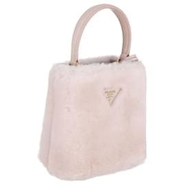 Prada-Prada Mini Sac Panier en Shearling Rose-Rose