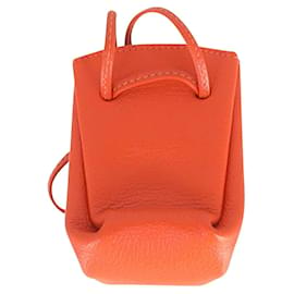 Hermès-Hermes Vespa Mini Drawstring Pouch in Orange Leather-Orange