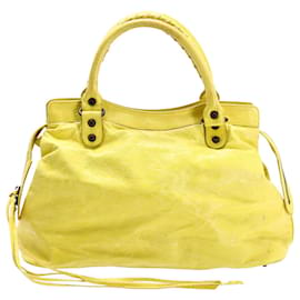 Balenciaga-Balenciaga Classic Small City Tote Bag en cuero amarillo-Amarillo