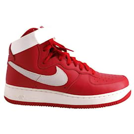 Autre Marque-Nike Air Force 1 Baskets hautes 'Nai Ke' en cuir Summit rouge et blanc-Rouge