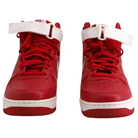 Autre Marque-Nike Air Force 1 Baskets hautes 'Nai Ke' en cuir Summit rouge et blanc-Rouge