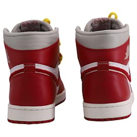 Nike-Nike Air Jordan 1 Retro High Top Sneakers in Iron Ore/Red Varsity Leather-Red