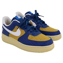 Autre Marque-Nike Air Force 1 Sneakers Low SP en Cuir Bleu Court Lemon Drop Blanc-Bleu
