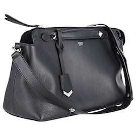 Fendi-Fendi By the Way Shoulder Bag in Black Leather-Black