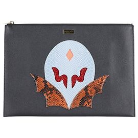 Stella Mc Cartney Clutch Stella McCartney Super Hero Applique com zíper em couro sintético preto Preto
