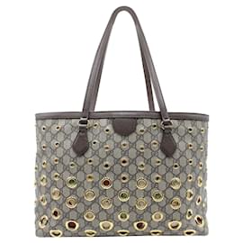 Gucci-Gucci GG Supreme Medium Eyelet Ophidia Tote Bag in Brown Coated Canvas-Brown