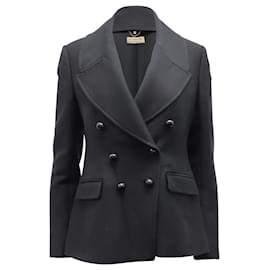 Burberry-Burberry Tailored Double-Breasted Blazer in Black Wool -Black