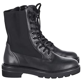 Stuart Weitzman-Stuart Weitzman Ande Lift Combat Boots in Black Leather-Black