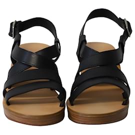 Apc-a.P.C. Cléo Wedge Sandals in Black Leather-Black