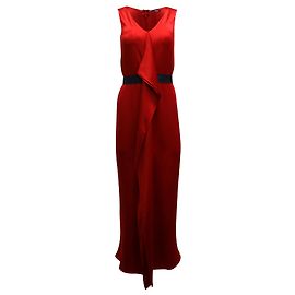 Carolina Herrera Front Drape Maxi Gown in Red Acetate Viscose Red