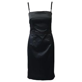 Dolce & Gabbana Spaghetti Strap Midi Dress in Black Polyamide Black