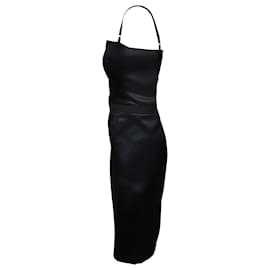 Dolce & Gabbana-Dolce & Gabbana Spaghetti Strap Midi Dress in Black Polyamide-Black