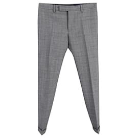 Saint Laurent-Pantalone da Completo Saint Laurent Check in Lana Grigia-Grigio